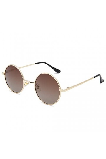 Pro Acme Petites lunettes de soleil polarisées rondes rétro pour homme et femme, C4 – Monture dorée | Verres dégradés marron,