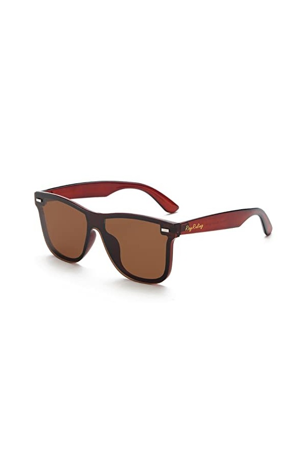 Rayruling Lunettes de soleil polarisées homme femme cadre ultra léger classique vintage UV400 HD lentille, marron, Taille uni