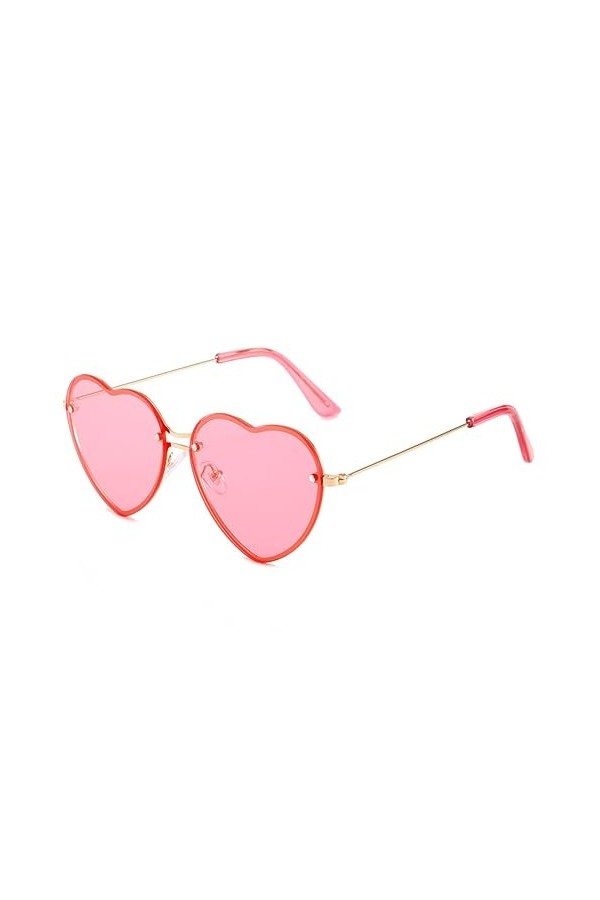 YOJUED Lunettes de soleil en forme de cœur avec cadre en métal - Couleur bonbon - Lunettes de soleil Love Heart - Pour femme 