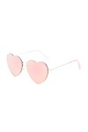 YOJUED Lunettes de soleil en forme de cœur avec cadre en métal - Couleur bonbon - Lunettes de soleil Love Heart - Pour femme 