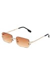 Ggpyyon Lunettes de soleil rectangulaires sans monture pour homme et femme, lunettes de soleil rétro sans monture, Thé doré/d