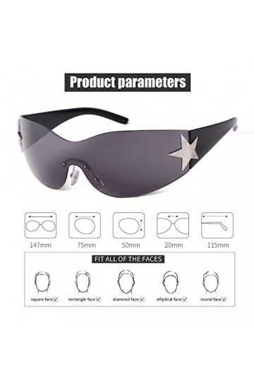 ADEWU Lunettes de sport Lunettes de soleil Y2K Lunettes Unisexe Lunettes rapides Punk Conducteur Lunettes de soleil Protectio