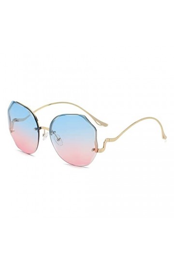 WYCSDD Lunettes De Soleil Rondes Irrégulières Femmes Dégradé Mode Lunettes De Soleil Femme Sans Monture Métal Incurvé Temples