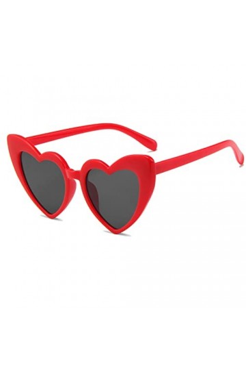 Ggpyyon Lunettes de soleil tendance en forme de cœur des années 70 - Protection UV400 - Pour homme et femme, rouge/gris