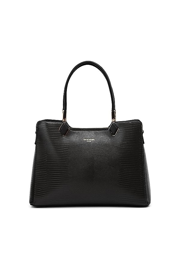 David Jones Sac à main Femme Cabas Trapèze | Multi Compartiments et Poches | Porté-épaule avec bandoulière | Simili Cuir PU L