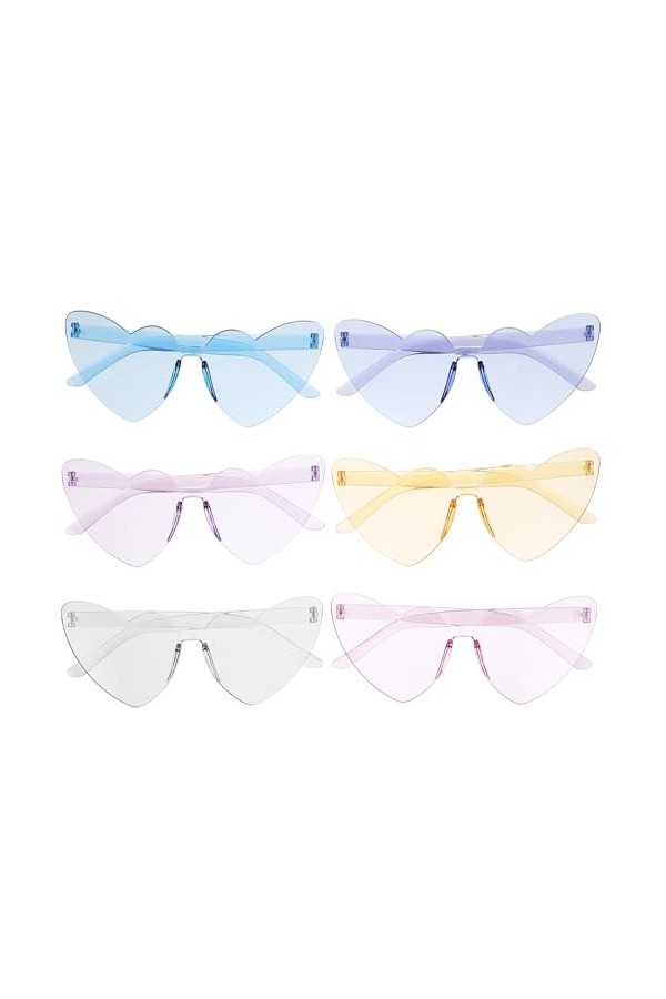 Holibanna 6 Pièces Lunettes De Soleil Sans Monture En Forme De Coeur Lunettes De Soleil De Fête Lunettes De Fête Colorées Lun
