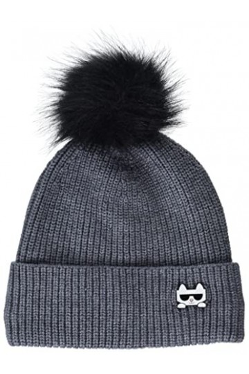 Karl Lagerfeld Paris Chapeau souple basique pour femme, Véritable granit chiné, Taille unique