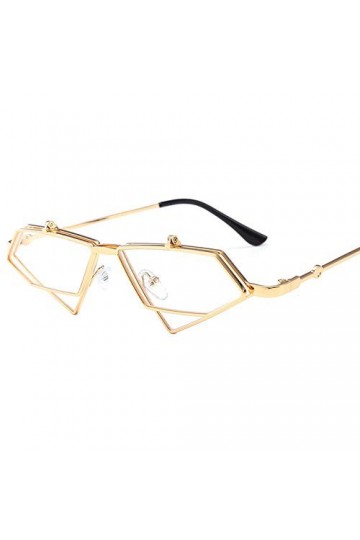 Lunettes De Soleil Rétro Femmes Dames Personnalité Lunettes De Soleil Élégant Visage Rond Nouvelles Lunettes Cadre plat doré 