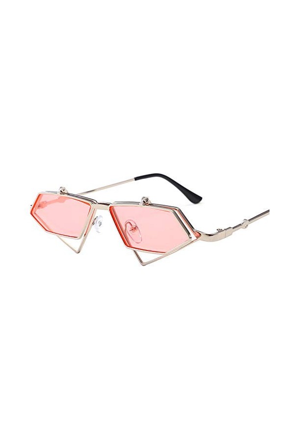 Lunettes De Soleil Rétro Femmes Dames Personnalité Lunettes De Soleil Élégant Visage Rond Nouvelles Lunettes Cadre plat doré 