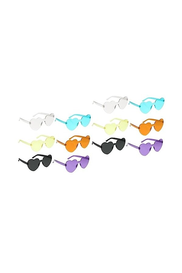SOIMISS 12 Pièces Lunettes De Soleil Coeur Sans Monture Lunettes De Mode Pour Femmes Lunettes De Soleil Néon Lunettes De Coeu