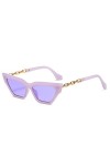 hdsrf Lunettes de Soleil Yeux de Chat Femmes Mode Luxe carré Lunettes de Soleil Femme chaîne en métal Temples Petit Cadre Noi