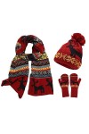 YILEEGOO Ensemble de 3 pièces bonnet écharpes gants dhiver pour femme avec doublure en polaire chaude et tête de mort, Orang