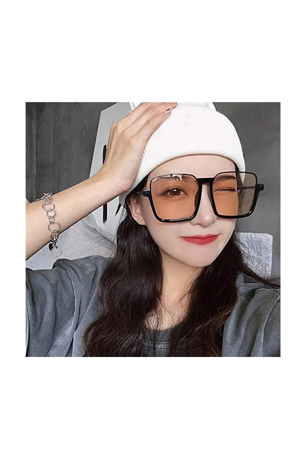 Lunettes de Soleil BGPOM Cadre surdimensionné Lunettes Anti-Bleues Lumière Demi-Cadre Lunettes de Soleil carrées Lunettes de 