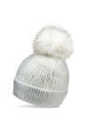 Caspar MU192 Bonnet en tricot doublé avec pompon XL en fausse fourrure métallisée et paillettes pour femme, Taille:Taille uni