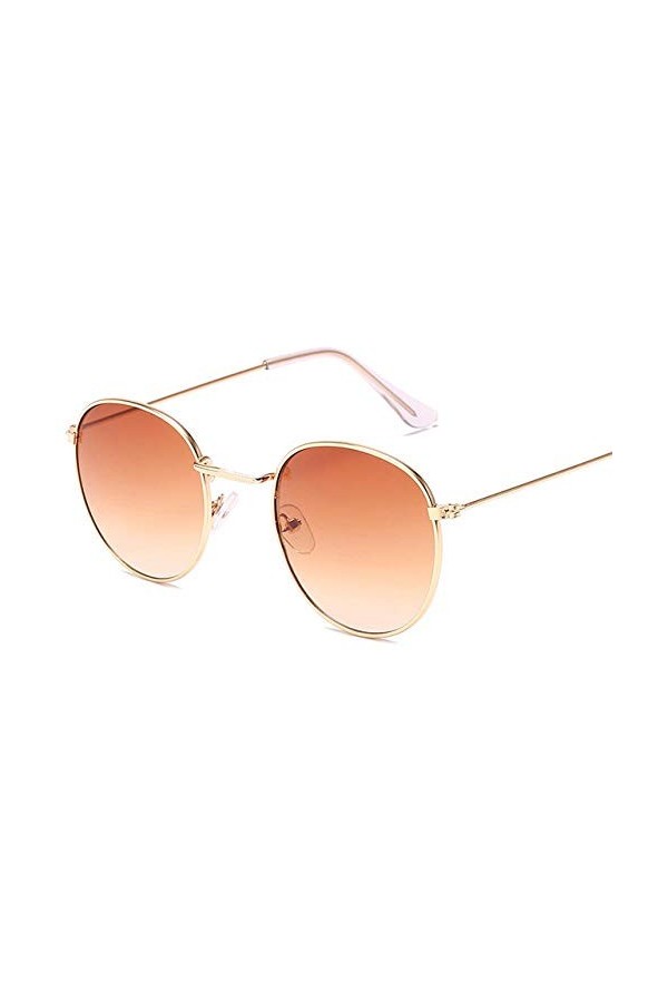 BGPOM Lunettes de Soleil Classique Petit Cadre Lunettes de Soleil Rondes Femmes/Hommes Alliage Miroir Lunettes de Soleil Uv40