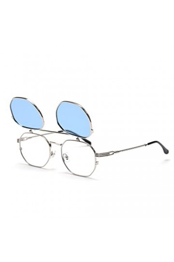 kachawoo Flip up Prescription Lunettes de soleil pour hommes Clip polarisé sur lunettes de soleil Femmes Jaune Bleu Nuances L