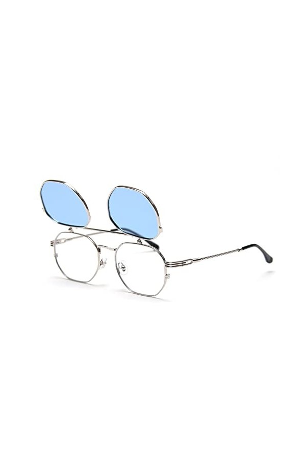 kachawoo Flip up Prescription Lunettes de soleil pour hommes Clip polarisé sur lunettes de soleil Femmes Jaune Bleu Nuances L