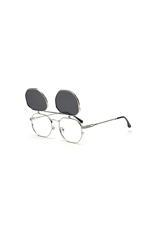 kachawoo Flip up Prescription Lunettes de soleil pour hommes Clip polarisé sur lunettes de soleil Femmes Jaune Bleu Nuances L