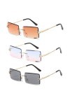 DFGF 3 Pièces Lunettes De Soleil Mode, Lunettes De Soleil Sans Monture, UV400 Protection Lunettes De Soleil Sans Monture Vint