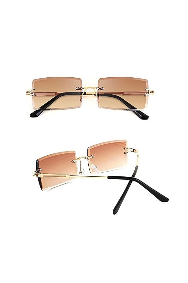 DFGF 3 Pièces Lunettes De Soleil Mode, Lunettes De Soleil Sans Monture, UV400 Protection Lunettes De Soleil Sans Monture Vint