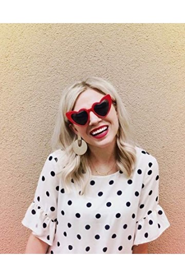 ADEWU Lunettes de soleil en forme de cœur pour mariage style rétro unisexe protection UV lunettes de fête mode féminine