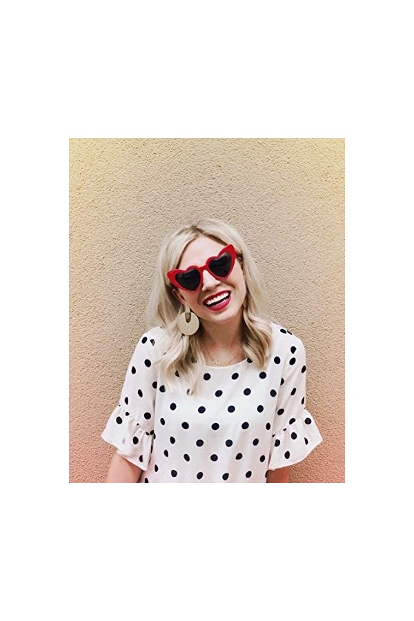 ADEWU Lunettes de soleil en forme de cœur pour mariage style rétro unisexe protection UV lunettes de fête mode féminine