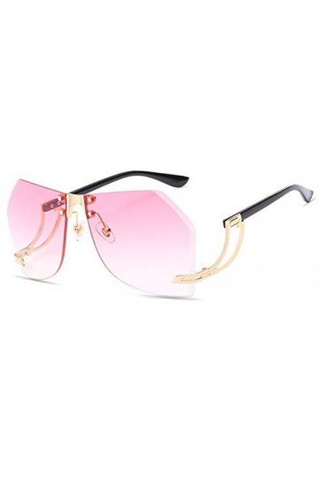 2THTHT2 Lunettes De Soleil sans Monture. Mode Femme Lunettes De Soleil. Marque. Cadre en Métal. Rose.