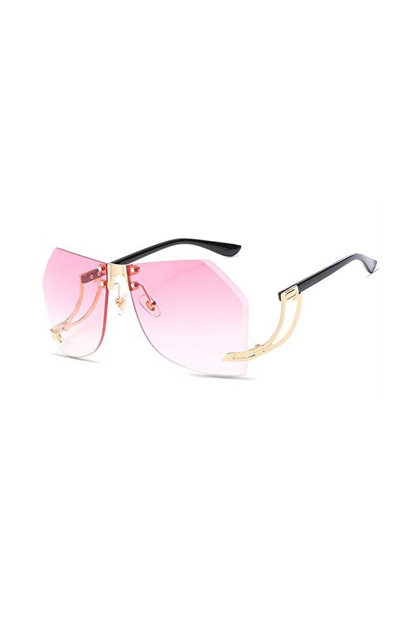 2THTHT2 Lunettes De Soleil sans Monture. Mode Femme Lunettes De Soleil. Marque. Cadre en Métal. Rose.