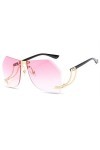 2THTHT2 Lunettes De Soleil sans Monture. Mode Femme Lunettes De Soleil. Marque. Cadre en Métal. Rose.