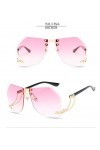 2THTHT2 Lunettes De Soleil sans Monture. Mode Femme Lunettes De Soleil. Marque. Cadre en Métal. Rose.