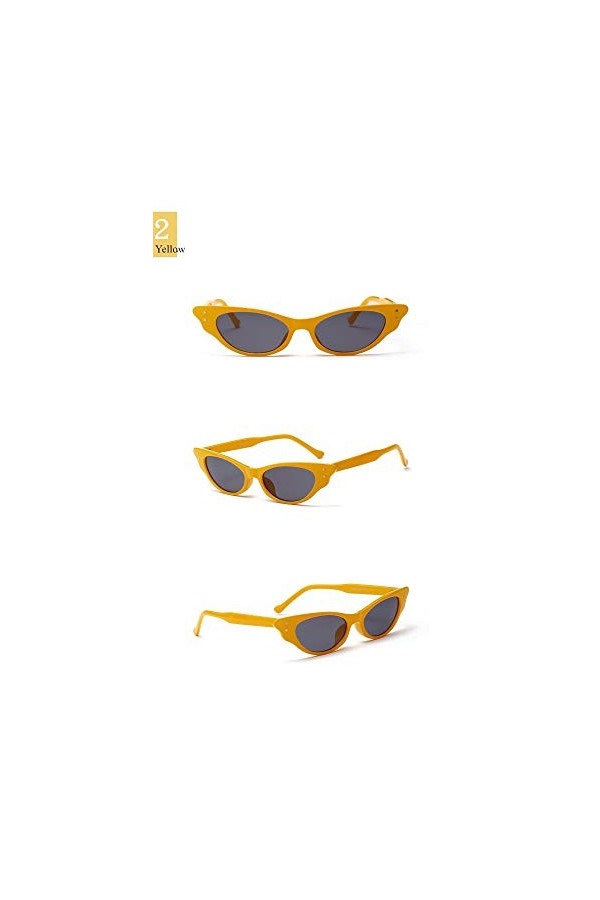 2THTHT2 Mode Cat Eye 90S Lunettes De Soleil Femmes Marque Designer Rétro&nbsp;&nbsp;&nbsp;Femme sans Soleil Jaune
