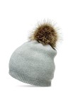 Caspar MU187 Bonnet en tricot élégant avec pompon en fausse fourrure pour femme, Couleur:noir, Taille:Taille unique