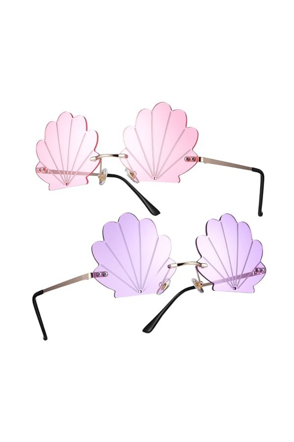 Unomor 2 Pcs Lunettes De Soleil Coquillage Lunettes De Soleil De Fête De Plage Lunettes De Soleil En Forme De Coquille Lunett