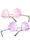 Unomor 2 Pcs Lunettes De Soleil Coquillage Lunettes De Soleil De Fête De Plage Lunettes De Soleil En Forme De Coquille Lunett
