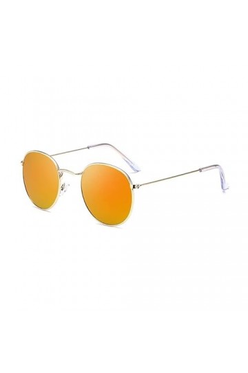 Lunettes de Soleil Mode Rétro Lunettes de Soleil Rondes Lunettes de Soleil pour Femmes Lunettes Miroir en Alliage pour Dames