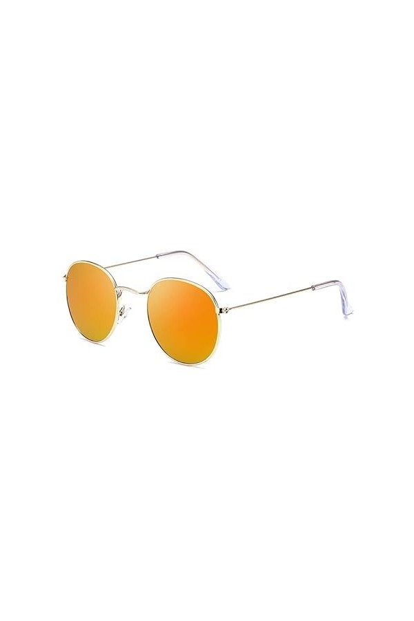 Lunettes de Soleil Mode Rétro Lunettes de Soleil Rondes Lunettes de Soleil pour Femmes Lunettes Miroir en Alliage pour Dames