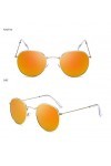 Lunettes de Soleil Mode Rétro Lunettes de Soleil Rondes Lunettes de Soleil pour Femmes Lunettes Miroir en Alliage pour Dames
