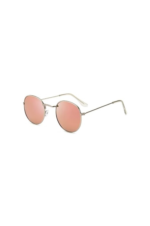 Lunettes de Soleil Mode Rétro Lunettes de Soleil Rondes Lunettes de Soleil pour Femmes Lunettes Miroir en Alliage pour Dames