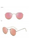 Lunettes de Soleil Mode Rétro Lunettes de Soleil Rondes Lunettes de Soleil pour Femmes Lunettes Miroir en Alliage pour Dames