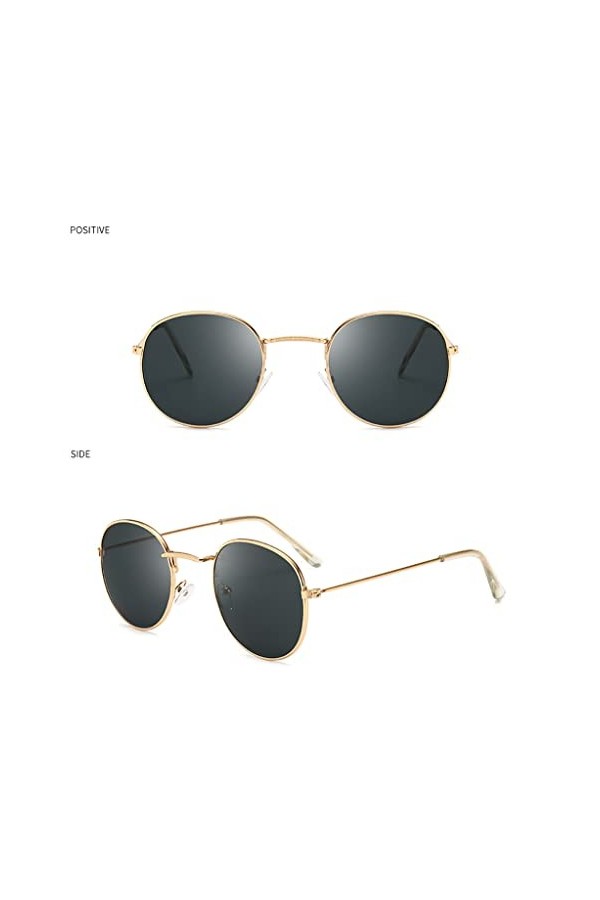 Lunettes de Soleil Mode Rétro Lunettes de Soleil Rondes Lunettes de Soleil pour Femmes Lunettes Miroir en Alliage pour Dames