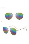 Lunettes de Soleil Mode Rétro Lunettes de Soleil Rondes Lunettes de Soleil pour Femmes Lunettes Miroir en Alliage pour Dames