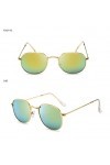 Lunettes de Soleil Mode Rétro Lunettes de Soleil Rondes Lunettes de Soleil pour Femmes Lunettes Miroir en Alliage pour Dames