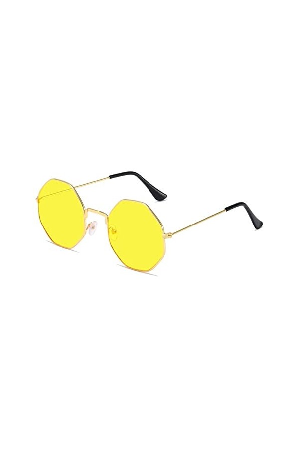 SONLED Lunettes de Soleil polygone Lunettes de Soleil en métal Petit Cadre Lunettes de Soleil carrées for Hommes Femmes Nuanc