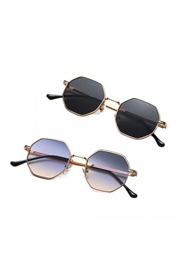 SONLED Lunettes de Soleil polygone Lunettes de Soleil en métal Petit Cadre Lunettes de Soleil carrées for Hommes Femmes Nuanc