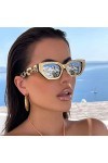 CSRP Lunettes de Soleil Yeux de Chat Vintage pour Femmes Nouvelle Marque Petites Lunettes de Soleil à chaîne en métal Lunette