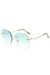 2THTHT2 Lunettes De Soleil sans Monture Femme Diamant Lentille De Soleil Surdimensionné Lunettes De Soleil Femmes Rose Gradie