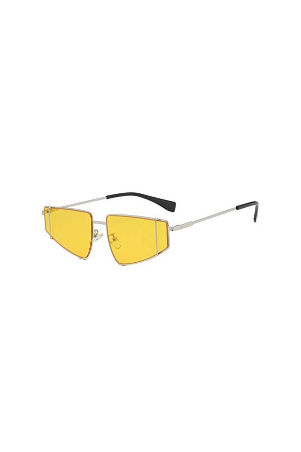 YUANCHENG Femmes Oversized Cat Eye lunettes de soleil Femmes Style rétro Dernières étoiles Lunettes de soleil Argent-Jaune