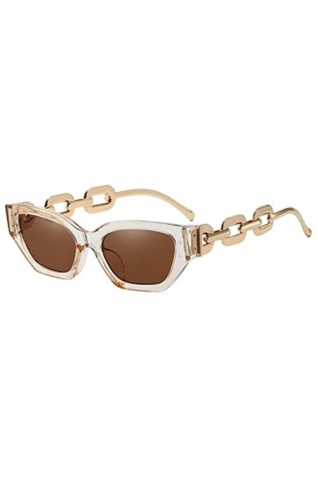CSRP Lunettes de Soleil Yeux de Chat Vintage pour Femmes Nouvelle Marque Petite chaîne en métal Lunettes de Soleil Lunettes d