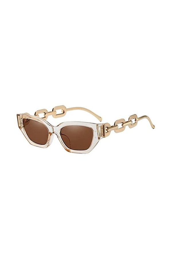 CSRP Lunettes de Soleil Yeux de Chat Vintage pour Femmes Nouvelle Marque Petite chaîne en métal Lunettes de Soleil Lunettes d