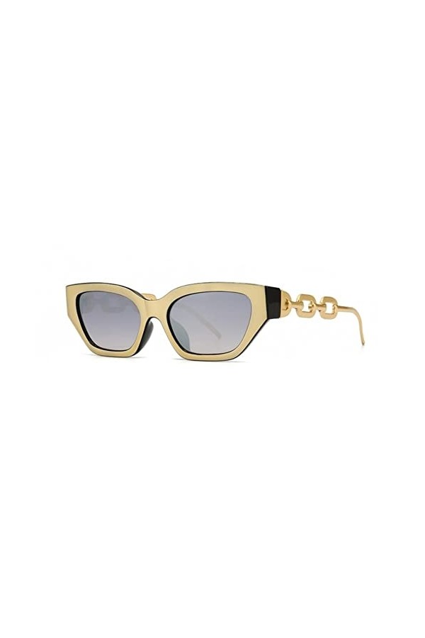 CSRP Lunettes de Soleil Yeux de Chat Vintage pour Femmes Nouvelle Marque Petite chaîne en métal Lunettes de Soleil Lunettes d